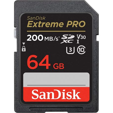CarteSD 64GB  Extreme Pro 200Mb/s U3 V30 - Sandisk