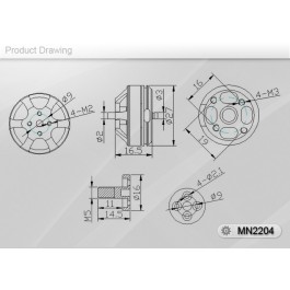 Moteur Brushless MN2204 2300kv - TMOTOR