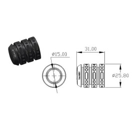 Embout caoutchouc noir Ø16 mm pour train d'atterrissage - TAROT