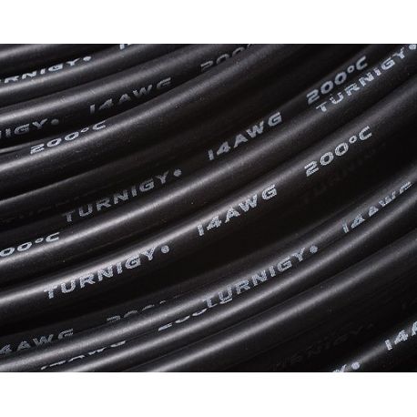 Câble silicone haute qualité 14 AWG Noir (1 m) - Turnigy