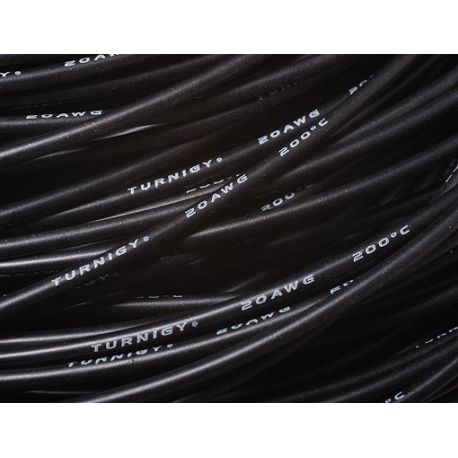 Câble silicone haute qualité 20 AWG Noir (1 m) - Turnigy