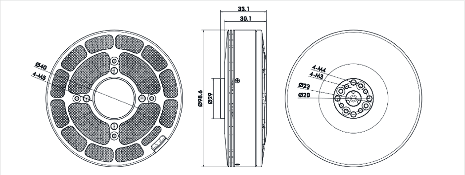 Dessin technique avec les cote du moteur Tmotor U10II 100KV