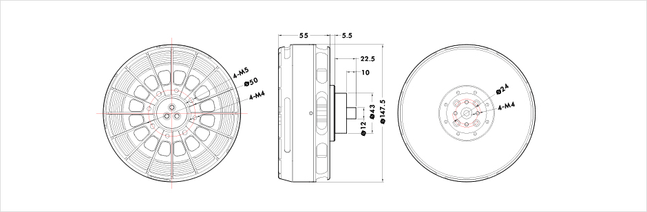 Dessin technique avec les cote du moteur U15II 100kv
