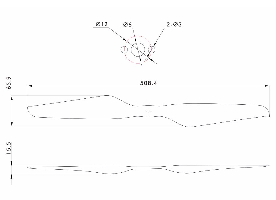 Vue technique hélices NS20X6,2